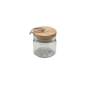 Borcan din Sticlă cu Capac și Agățătoare, Recipient Decorativ pentru Depozitare, 6,5 x 7 cm