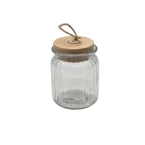 Borcan din Sticlă cu Capac și Agățătoare, Recipient pentru Depozitare și Organizare, 7,5 x 10,5 cm