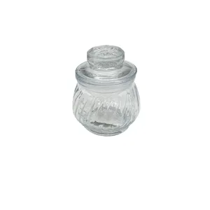Borcan din Sticlă pentru Condimente cu Capac Decorativ Model Floare 5.5 x 10 cm, Recipient pentru Depozitare Condimente, Sare, Zahăr, Ierburi Aromatice și Ingrediente Uscate