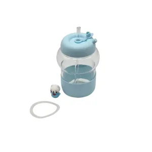 Pahar cu Capac și Pai, Capacitate 450 ml, Recipient Reutilizabil pentru Băuturi Reci