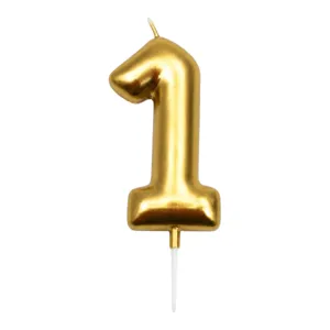 Lumânare Aniversară Cifră 1 Aurie 6 cm – Lumânare Decorativă pentru Tort, Petreceri și Aniversări