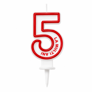 Lumânare Aniversară Cifră 5 „La Mulți Ani” – Lumânare Decorativă pentru Tort, Petreceri și Aniversări