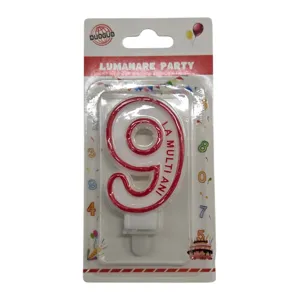 Lumânare Aniversară Cifra 9, Decorațiune pentru Tort, Petreceri și Aniversări
