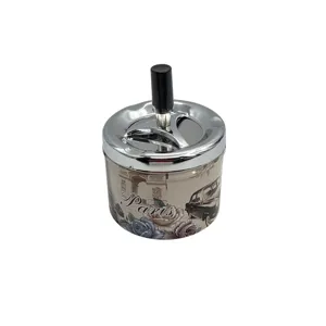 SCRUMIERĂ METALICĂ ROTUNDĂ CU CLAPĂ 9×12 CM
