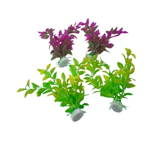 Set 2 Plante Artificiale pentru Acvariu – Decor Acvatic din Plastic cu Bază Stabilă, Disponibil în Verde și Mov