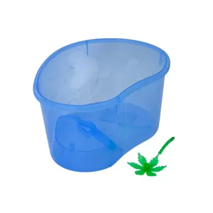 Acvariu din plastic pentru broaște țestoase sau pești mici – Mini bazin transparent albastru cu plantă decorativă