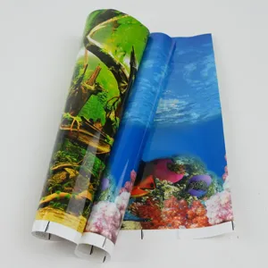 Fototapet dublu pentru acvariu 28x50 cm, 2 fete cu peisaj marin si acvatic, fundal decorativ rezistent
