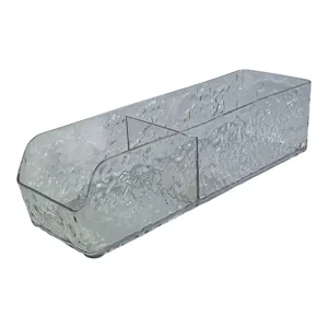 Organizator Cosmetice Transparent Compartimentat 27 cm, Suport Depozitare Produse Machiaj