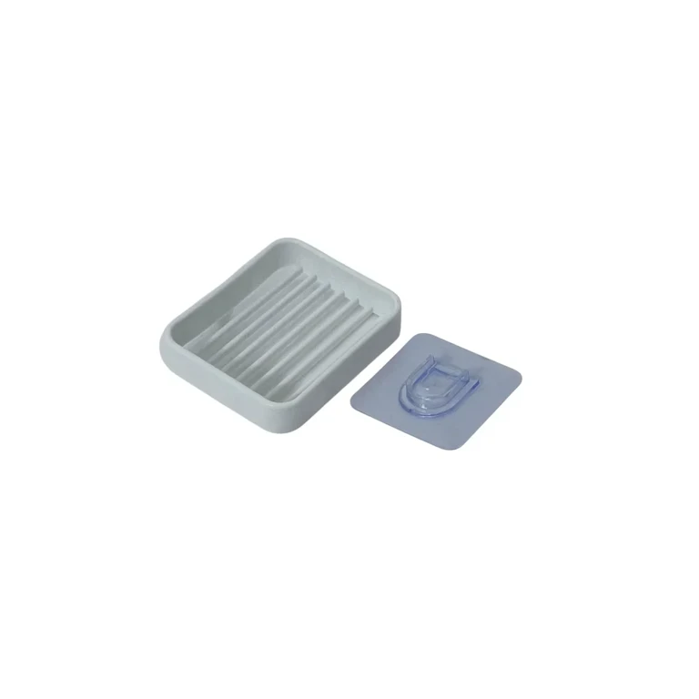 Săpunieră cu Suport Autoadeziv – Design Rectangular, Plastic Rezistent, Alb