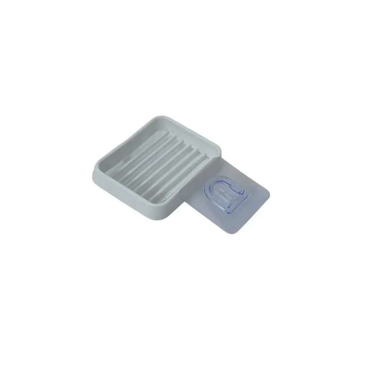 Săpunieră cu Suport Autoadeziv – Design Rectangular, Plastic Rezistent, Alb