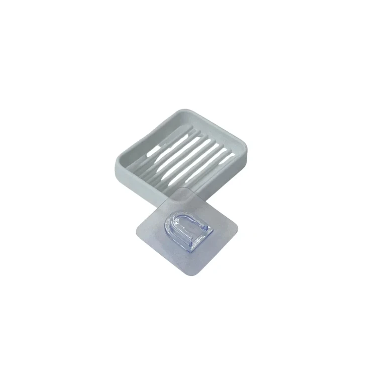 Săpunieră cu Suport Autoadeziv – Design Rectangular, Plastic Rezistent, Alb