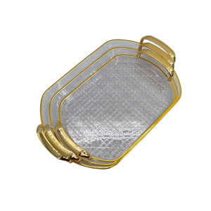 Set 3 Tăvi Decorative cu Mânere, Design Elegant pentru Servire și Organizare