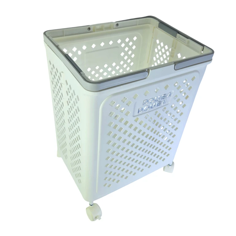 Coș Depozitare Pliabil cu Roți, Cutie Organizare Plastic Mobilă