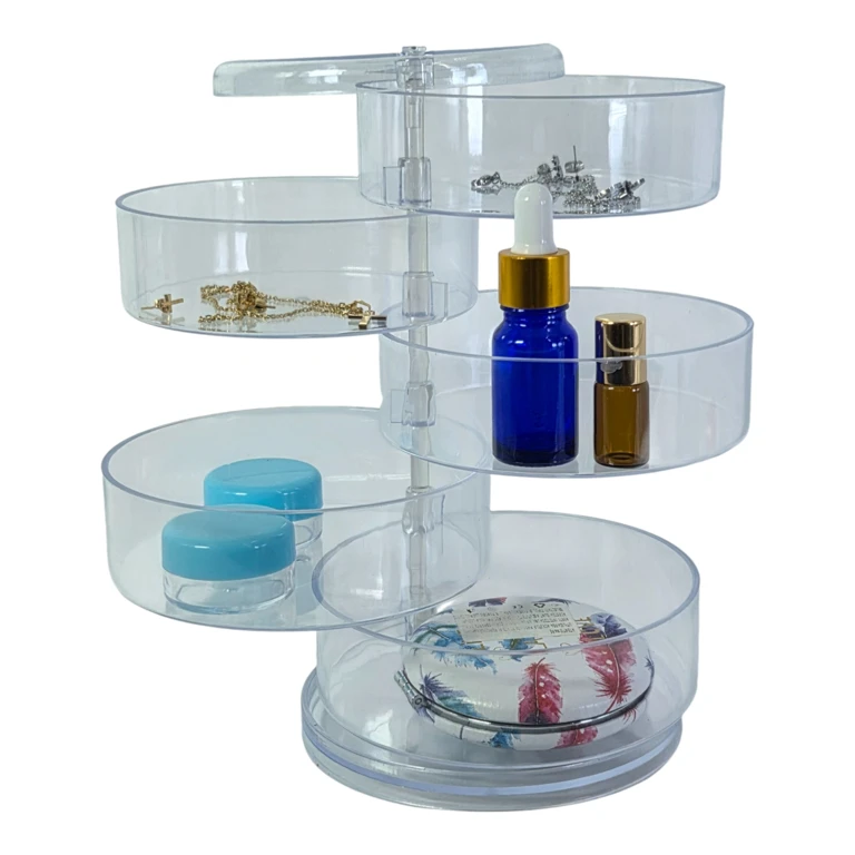 Organizator Bijuterii Rotativ Transparent, Suport Multietajat pentru Depozitare Accesorii