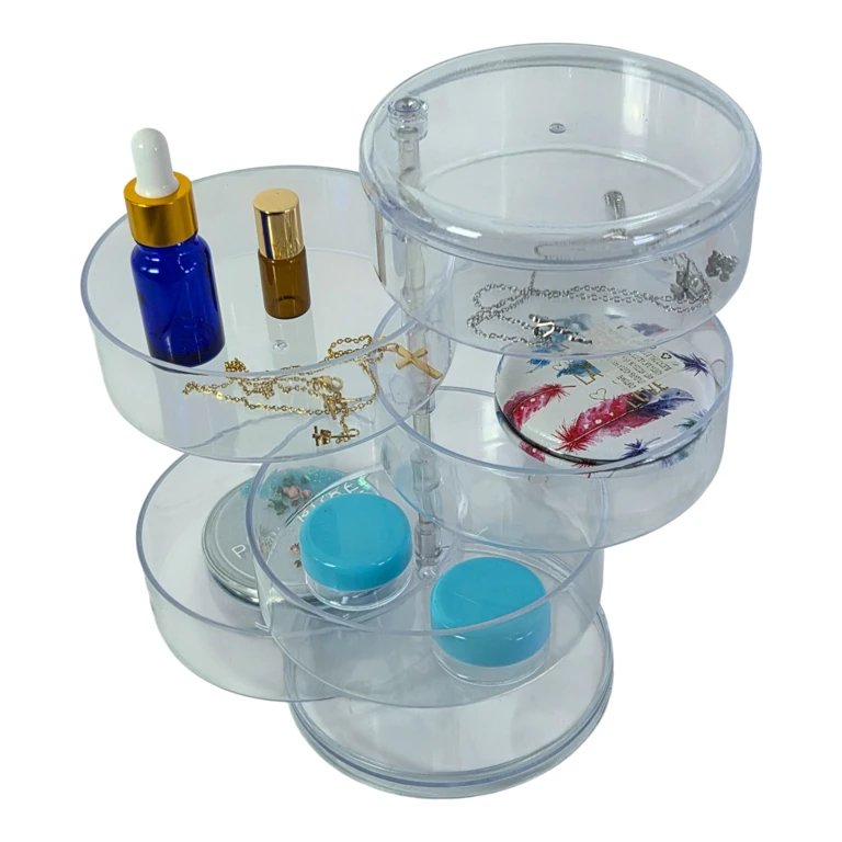 Organizator Bijuterii Rotativ Transparent, Suport Multietajat pentru Depozitare Accesorii