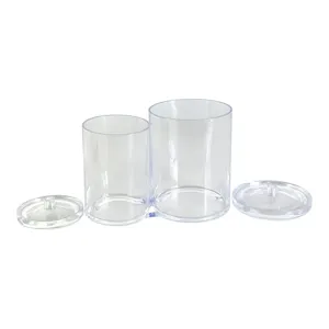 Organizator Betisoare Urechi cu Capac, Recipient Transparent Dublu pentru Dischete si Accesorii Cosmetice