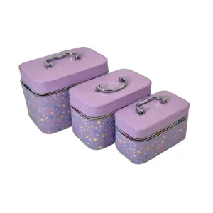 Set 3 Genți Cosmetice Rigide – 21x13x13.5 cm, Carcasă Durabilă, Mâner de Transport, Disponibil în Mai Multe Culori