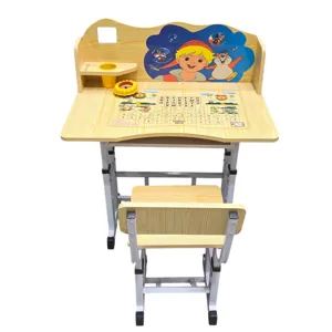 Măsuță Ergonomică cu Scăunel pentru Copii, Birou Reglabil pentru Scris, Desen, Citit și Activități Educative