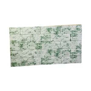 Panou decorativ autocolant tip cărămidă, model marmorat verde, relief texturat, 7 x 7,7 x 0,5 cm