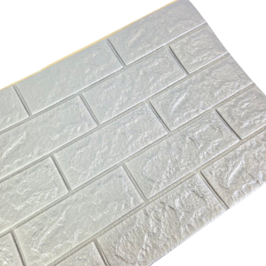 Autocolant decorativ 3D pentru perete 70x77x5 mm, model cărămidă albă, panou autoadeziv pentru decor interior și izolație decorativă