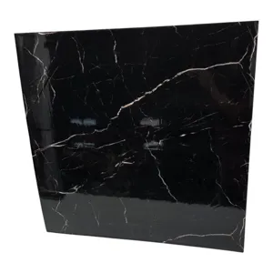 Autocolant Decorativ de Perete cu Aspect Marmură Neagră, 60 x 60 cm
