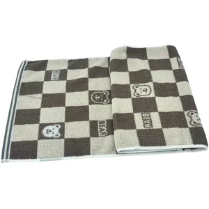 Prosop Copii 32x72 cm din Bumbac – Model Urs și Carouri, Moale și Absorbant, Culori Variate