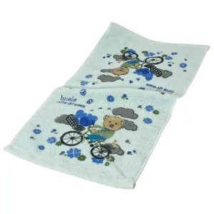 Prosop Copii 25x50 cm din Bumbac Colorat – Ursuleț pe Bicicletă, Moale și Absorbant, Culori Variate