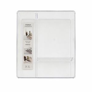 Cutie de Depozitare Compartimentată 23x15.2x5 cm, Organizator Multifuncțional Transparent pentru Sertare și Accesorii