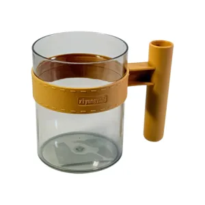 Suport periuță dinți din plastic transparent cu compartiment lateral cilindric 10.3 cm x 8.2 cm