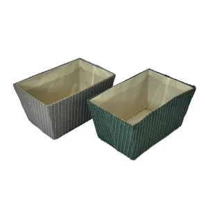 Coș depozitare textil cu structură împletită, 24x15.5x12 cm, disponibil în mai multe culori – natural și verde, ideal pentru organizare elegantă  disponibil in mai multe culori