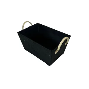 Coș depozitare textil dreptunghiular cu mânere, 28×18×16 cm,  – organizare elegantă, disponibil și în verde, negru, gri