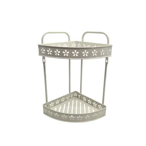 Raft de depozitare colțar cu două niveluri din metal perforat decorativ 30.5 cm x 22 cm x 37 cm