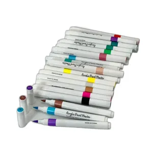 Set 18 Markere Acrilice cu Dublu Varf – Culori Vibrante pentru Lemn, Sticlă, Textil și Piatră