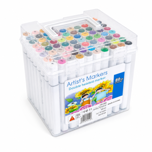 Set 80 Markere Colorate cu 2 Capete, Markere cu Vârf Dublu Fine și Chisel pentru Desen, Schițe și Ilustrații, Set Markere Multicolore în Cutie de Depozitare pentru Artă, Școală și Hobby Creativ