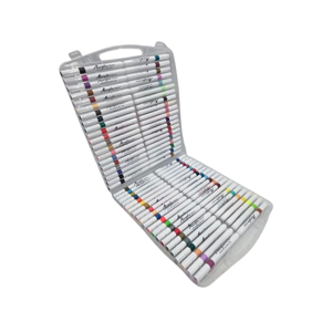 Set Markere 80 Culori cu Vârf Dublu, Markere Colorate pentru Desen, Schițe, Ilustrații și Caligrafie, Cutie de Depozitare Inclusă