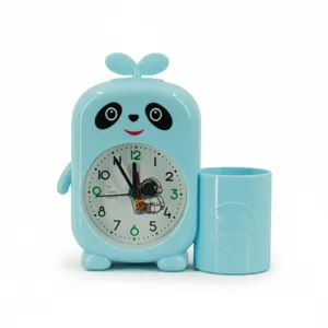 Ceas decorativ pentru copii cu design panda, mecanism quartz și suport lateral – accesoriu educativ și vesel