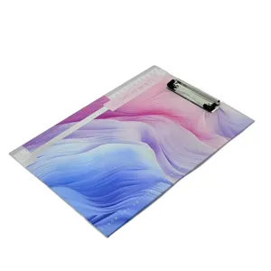 Clipboard A4 Cartonat – Design Fluid Mov Roz Turcoaz, Cleme Metalice Rezistente, Format Standard