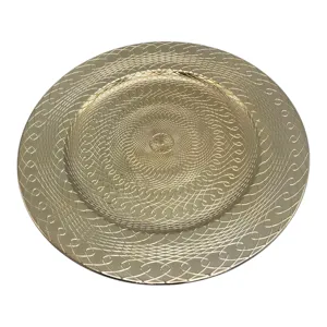 Platou Decorativ Auriu 33 cm, Farfurie Elegantă pentru Servire și Decorarea Mesei