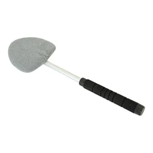 Perie pentru sticlă cu mâner telescopic 35–48 cm, perie pentru geamuri cu rotație 180°, set cu 2 huse textile detașabile