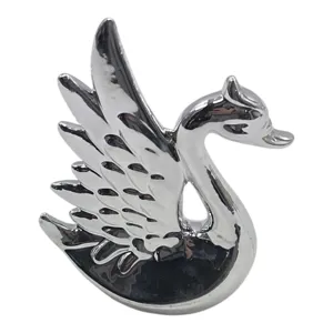 Decorațiune Lebădă 12 cm, Figurină Decorativă Argintie cu Finisaj Lucios, Ornament Elegant pentru Casă, Living și Birou