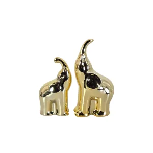 Set 2 Elefanți Decorativi pentru Casă și Birou, Figurine Ornamentale Moderne 11 cm și 15 cm, Decor Elegant pentru Living și Rafturi