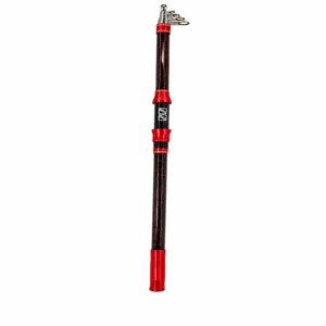 Lansetă Telescopică 270 cm, Tijă Carbon, Mâner Antialunecare, 7 Tronsoane, Inele Metalice, Design Roșu-Negru