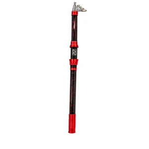 Lansetă Telescopică 300 cm, Tijă Carbon, 8 Tronsoane, Inele Metalice, Mâner Antialunecare, Design Negru-Roșu