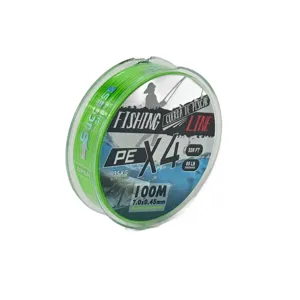 Fir Textil Pescuit DUOGUO PE X4 – 100 m, 0.45 mm, Rezistență 35 kg / 65 lb, 4 Fire Împletite, 328 FT, Disponibil în Verde Neon, Verde, Gri, Mov, Albastru
