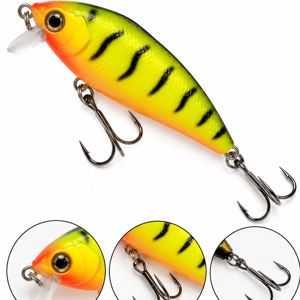 Nălucă Artificială pentru Pescuit Tip Wobbler Crankbait, 7 cm, Model Pește, cu 2 Ancore Triple, Culori Fluorescente Galben-Portocaliu