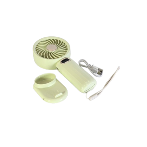 Mini ventilator de mână portabil reîncărcabil cu suport, încărcare USB și design compact pentru birou, călătorii și utilizare zilnică