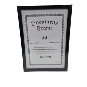 Ramă Foto A4, 21 x 29,7 cm, cu Ramă Neagră, pentru Fotografii, Diplome și Certificate, Montare Verticală sau Orizontală