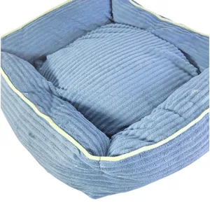Pat pentru Animale cu Pernă 46 x 46 x 17 cm – Culcuș Textil Confortabil pentru Câini și Pisici, Formă Pătrată