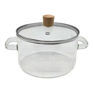 Oală din Sticlă cu Mânere și Capac, Capacitate 1,8 L, Design Transparent pentru Bucătărie