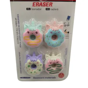 Set 4 Ascuțitori cu Radieră 2 în 1, Modele Gogoașă și Creion, Accesorii Școlare pe Blis
